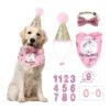 Dog Birthday Party Supplies Square Bandana Adjustable Height Hat Numbers