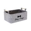 Dog Blanket and Toy Storage Basket Grey Wooden Handle