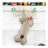 Dog Bone Christmas Stocking with Burlap Design and Sturdy Hanging Loop