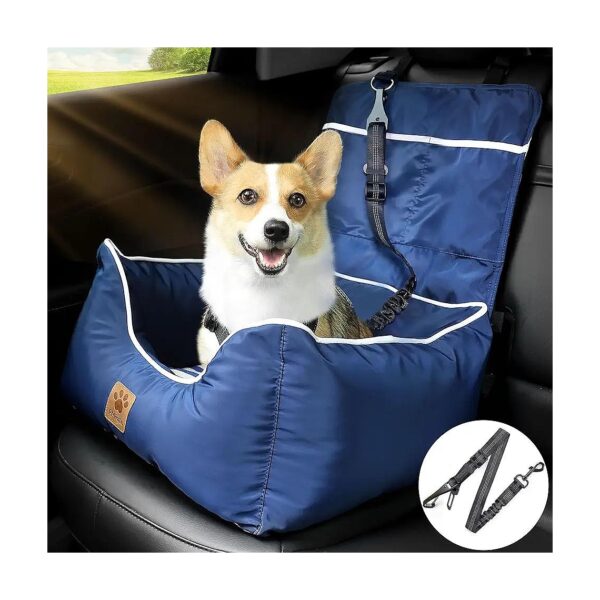 Dog Booster Seat with Pockets and Waterproof Memory Cloth for Multi-Purpose Use Blue