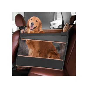 Dog Booster Seat with Side Storage Bag and Adjustable Safety Belt for Pet Travel