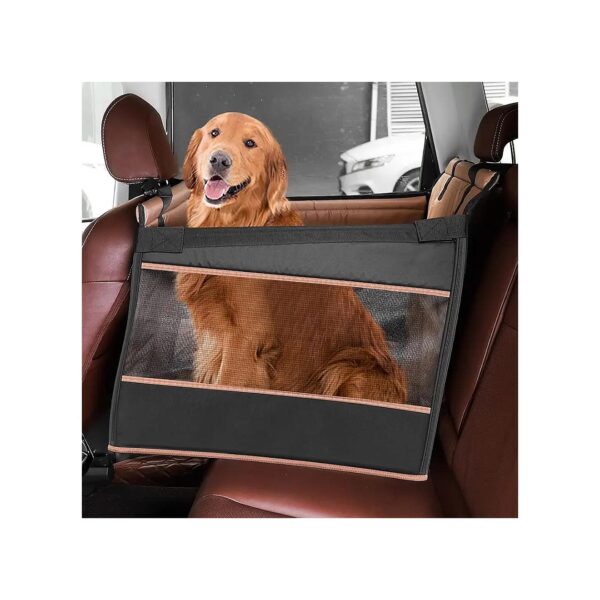 Dog Booster Seat with Side Storage Bag and Adjustable Safety Belt for Pet Travel