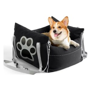 Dog Booster Seat with Waterproof Oxford Cloth and Plush Edges for Comfortable Car Travel