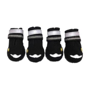 Dog Boots with Reflective Straps and Wear-Resisting Soles for Small Breeds in Black