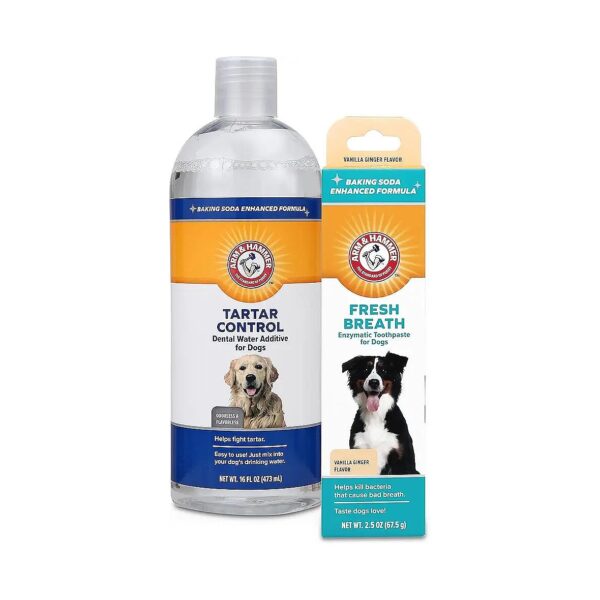 Dog Breath Freshener Combo Pack with Odorless Water Additive and Yummy Toothpaste