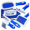 Dog Brush Set with Ball Pin Bristle, Slicker, and Dematting Combs for Thick Coats