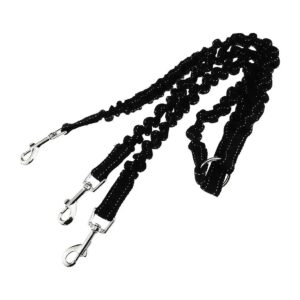 Dog Bungee No-Tangle Leash Lead Rope Strap 3-Way Coupler Black