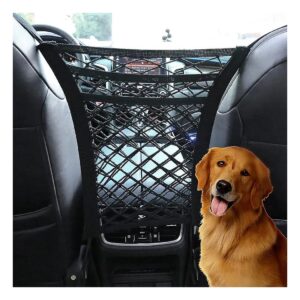 Dog Car Barrier with Car Hooks and Mesh Organizer for Backseat Storage