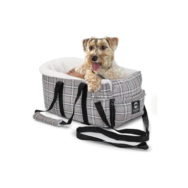 Dog Car Booster Seat for Small Pets Under 10lbs with Adjustable Straps and Leash