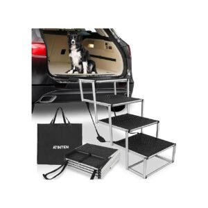 Dog Car Ramp with Wide Footing and Double Stability Features for Large Dogs