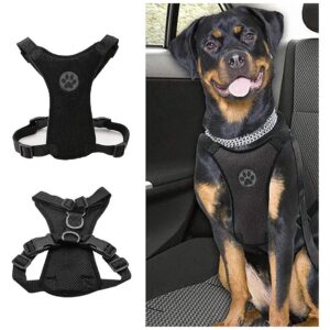 Dog Car Safety Harness with Breathable Mesh and Adjustable Seat Belt