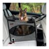 Dog Car Seat with Grey Canvas and Adjustable Safety Belt for Small or Medium Dogs