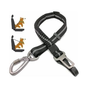 Dog Car Seatbelt with Aviation Zinc Alloy Rotatable Carabiner and Adjustable Tether