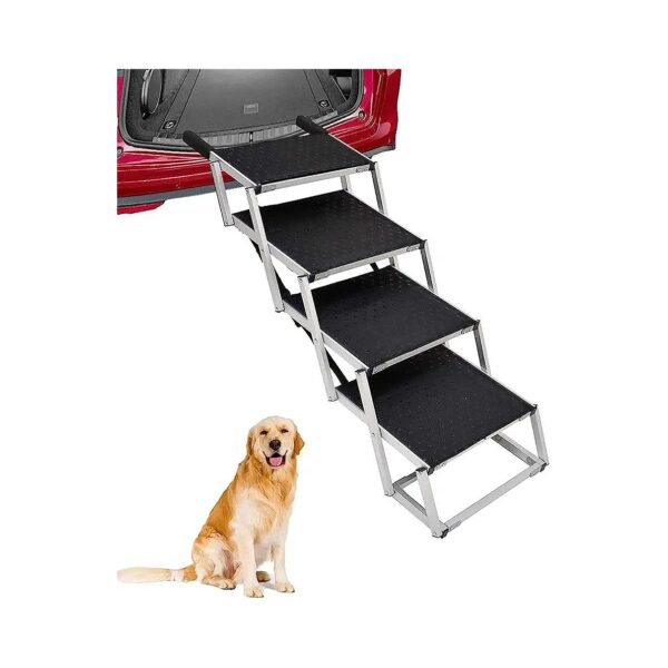 Dog Car Stairs for Large Dogs with Nonslip Surface and Aluminum Frame