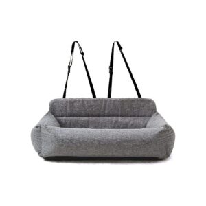 Dog Car Travel Seat with Portable Design Linen Gray Dog Car Bed