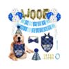 Dog Cat Birthday Party Supplies Pack with WOOF Balloons and Sequin Hat