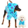 Dog Cat Cold Weather Coat with Hat and Cooling Hat in Blue Spot Style