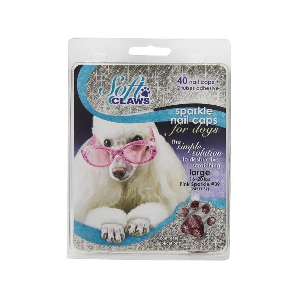 Dog Cat Nail Caps Take Home Kit Large Sparkle Pink Protecting Furniture