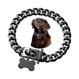 Dog Chain Collar with Cubic Link Design and Secure Buckle for Small Medium Large Dogs