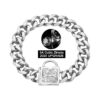 Dog Chain Leash Collar with Cubic Zirconia Lock 19mm High Polished Stainless Steel