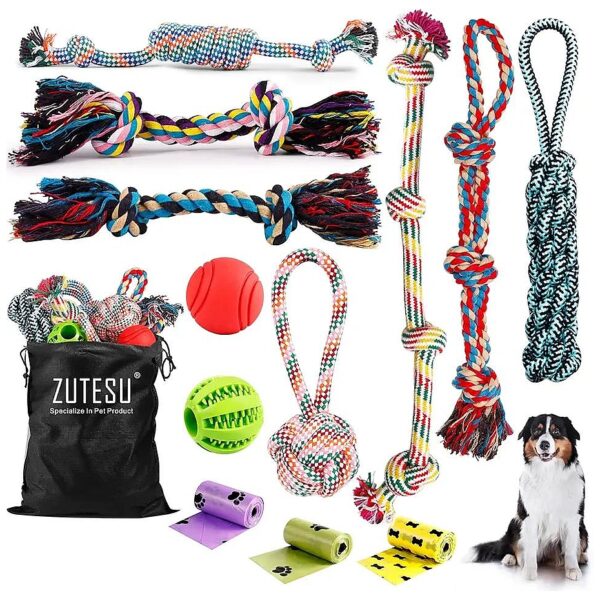 Dog Chew Toy Set for Medium to Large Breed Dogs Indestructible Teething Toys