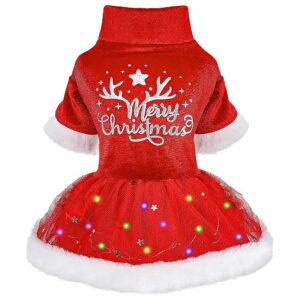 Dog Christmas Outfit for Small Dogs with Cute Princess Style and Soft Velvet