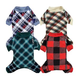 Dog Christmas Pajamas for Small Dogs with Plaid Pattern and Matching Owner Outfits