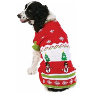 Dog Christmas Sweater in Giant Size with Snowflakes and Snowmen for Large Pets