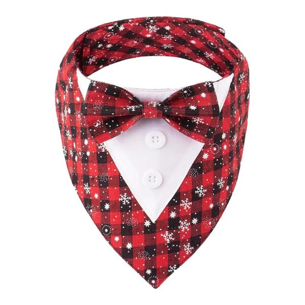 Dog Christmas Tuxedo Bandana with Elegant Bowtie and Adjustable Neck for Medium Dogs