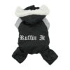 Dog Coat with Waterproof Lining and Hood for Winter Protection Black and Grey Color