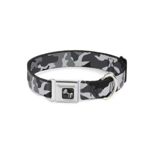 Dog Collar Camouflage White Buckle Down Seatbelt Style Polyester Adjustable Large