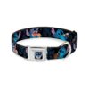 Dog Collar Polyester Buckle Stitch Snacking Poses Black Blue 16 23 Neck Medium