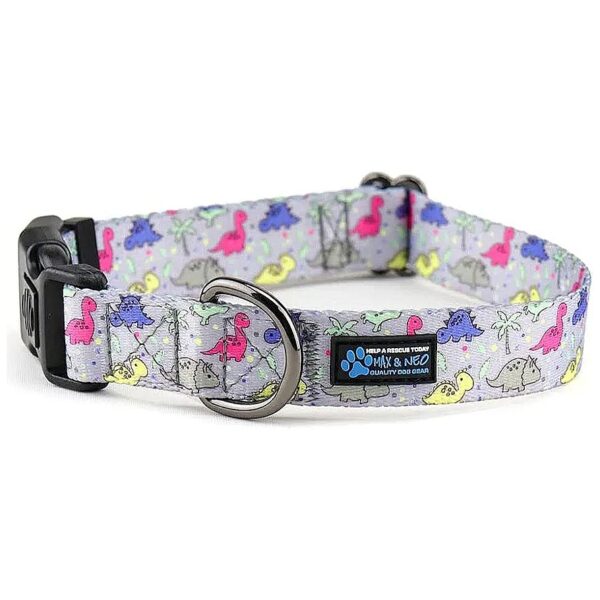 Dog Collar for Medium Dogs with Unique Dinosaurs Pattern and Breathable Design