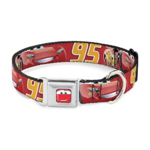 Dog Collar with Authentic Seatbelt Buckle Cars Lightning McQueen 18-32 inches