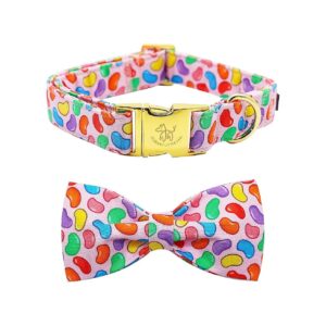 Dog Collar with Bow Tie and Easter Candy Pattern for Small Dogs