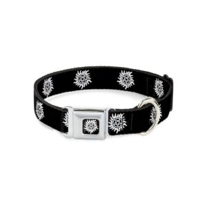 Dog Collar with Buckle Closure and Winchester Pentagram Repeat Pattern Multi Color