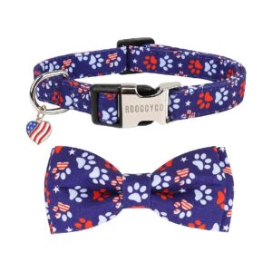 Dog Collar with Detachable Bow Adjustable 4th of July Theme for Small Medium Large Dogs