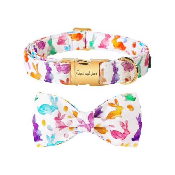 Dog Collar with Easter Bunny Egg Pattern and Rabbit Color for Small Medium Large Dogs