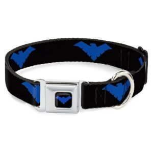 Dog Collar with Seatbelt Buckle and Nightwing Logo for Small to Medium Breeds