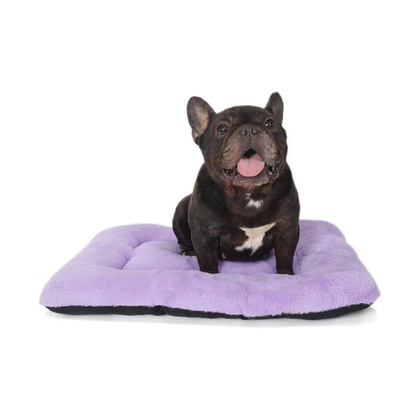 Dog Crate Bed 24 x 18 Purple Small Dog Support Orthopedic Soft Faux Rabbit Fur Easy Clean