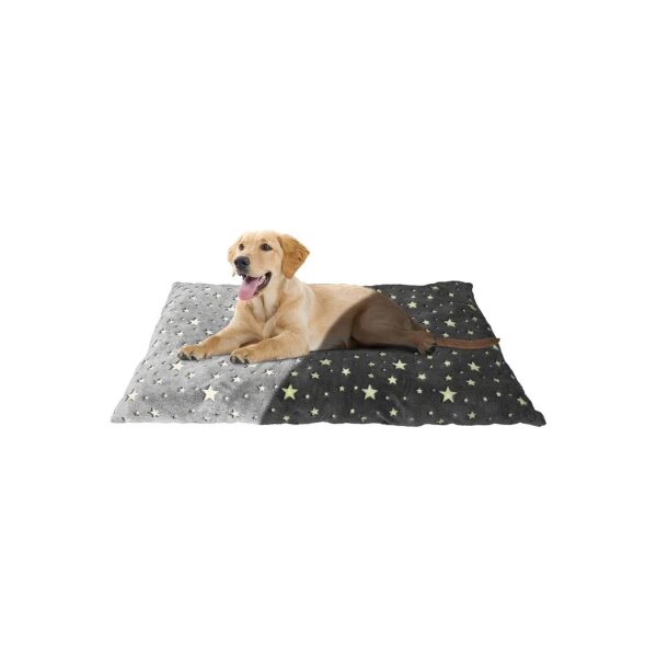 Dog Crate Bed with Glow in Dark Stars and Faux Fur Polyester Material for Medium Pets