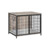 Dog Crate Furniture with Cushion and Rustic End Table for Small to Large Dogs