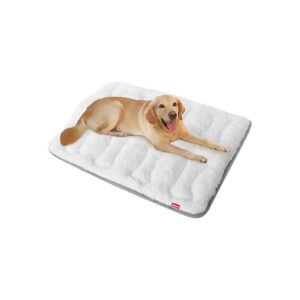 Dog Crate Mat with Plush Surface, Anti-Slip Bottom, and Machine Washable for Relaxation