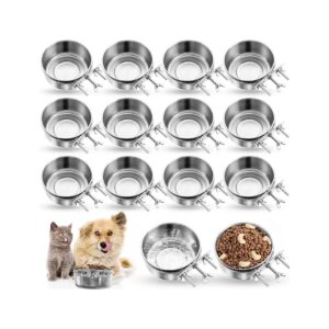 Dog Crate Water Bowl Set with Clamp Holder for Medium and Small Breed Dogs and Cats