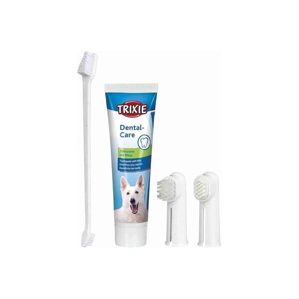 Dog Dental Care Essentials Kit including Toothpaste and Two-Sided Brush