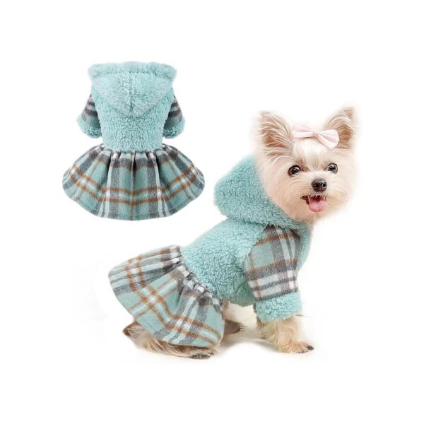 Dog Dresses for Small Dogs Girl, Teacup Dog Clothes, XX-Small Green, Soft Warm Knit