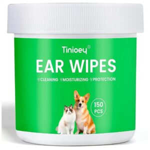 Dog Ear Hygiene Solution with 150 Count Ear Wipes for Regular Cleaning and Care