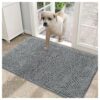 Dog Entrance Mat for Muddy Paws Absorbs Dirt Moisture Grey 30x20 Inches