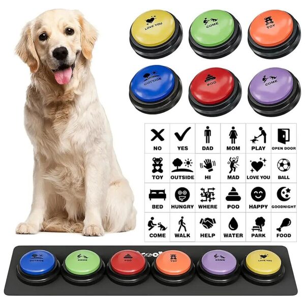 Dog Excellence Communication Kit with Talking Buttons, Mat, and Stickers for Training