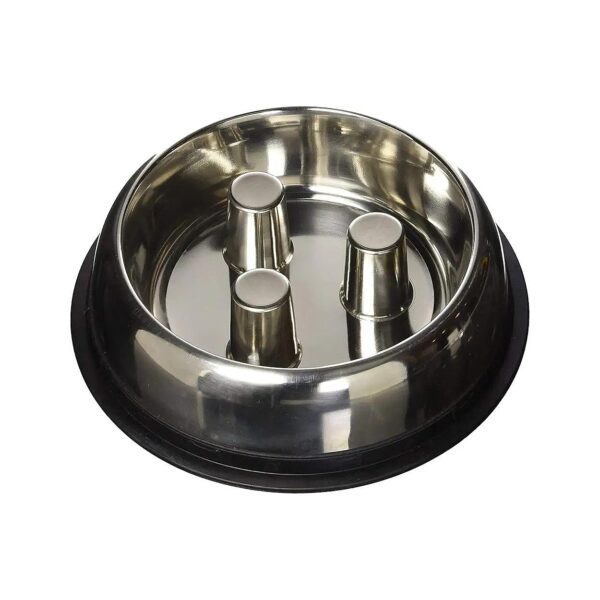 Dog Food Bowl with Anti Skid Design for Slower Eating Medium 64 Oz Stainless Steel